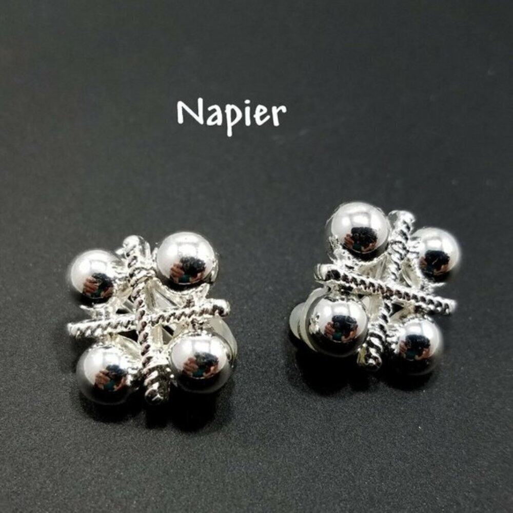 Napier Silver Tone XO Earrings Love Hugs Kisses Clip On NOS